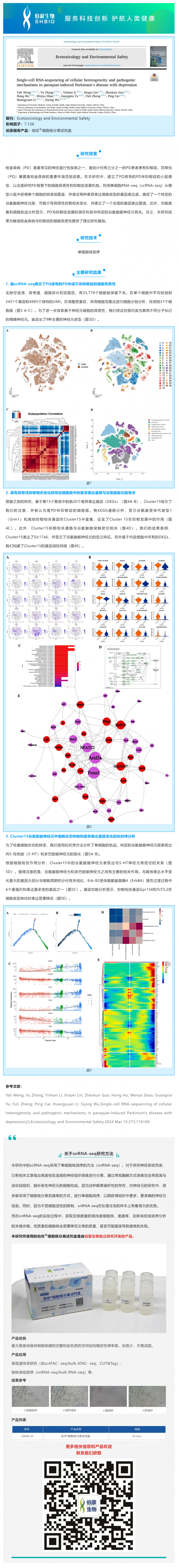 項目文章 _ 單細胞測序揭示百草枯誘導的帕金森合并抑郁癥的細胞異質性和致病機制